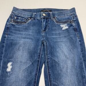 WHITE HOUSE BLACK MARKET Women’s 00 Slim Ankle Distressed Blue Jeans
